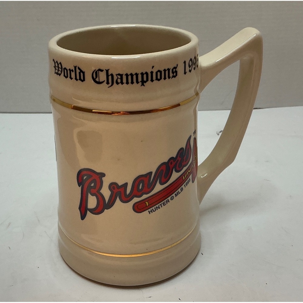 Atlanta Braves Vintage 1995‎ World Champions Stein Mug MLB Hunter Mfg Cream OS